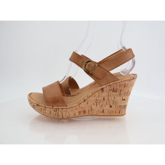 Born Lenore Platform Wedge Sandals Womens Size 10 M Brown Leather Buckle Shoes - Picture 6 of 14